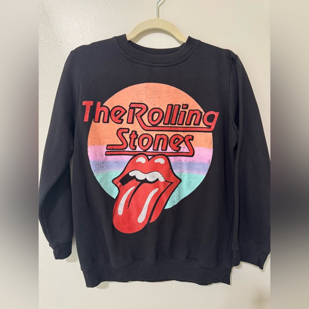 The Rolling Stones Black Crewneck with Red Graphic